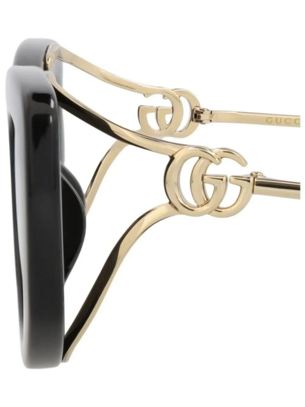 New Gucci Womens Square/Rectangle Black Gold Grey Fashion Designer Sunglasses